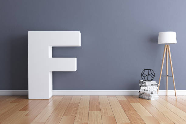 istock Mock up interior font 3d rendering letter F 854461148