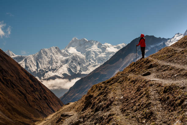 istock Trekker on Manaslu circuit trek in Nepal 854463038