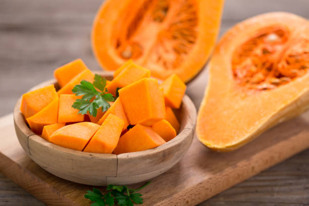 Butternut squash on the wooden table