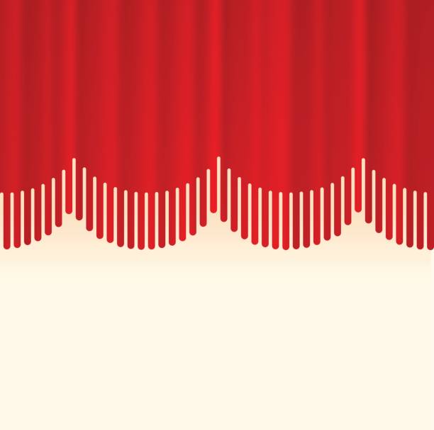 Stage Curtain Border Concept Abstract line stage curtain red background. theatrical performance illustrations stock illustrations