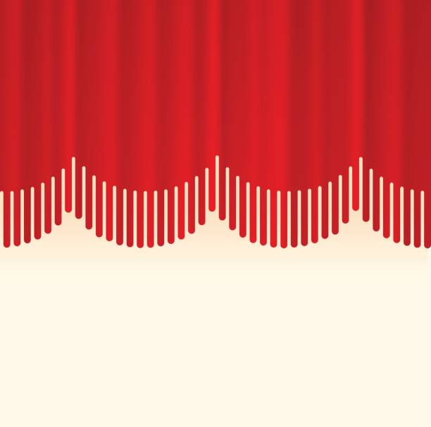 Stage Curtain Border Concept Abstract line stage curtain red background. stage curtain up stock illustrations