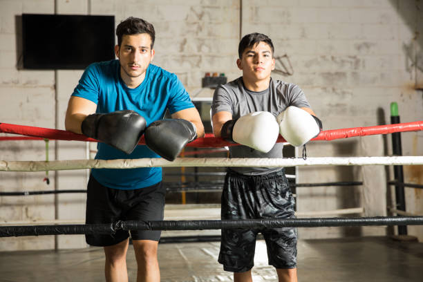 istock Male boxing partners in a gym 854484684