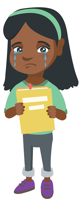 African Upset Girl With Book Shedding Tears Stock Illustration - Download  Image Now - Girls, African Ethnicity, Crying - iStock