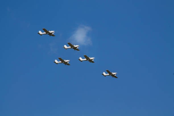 istock Duster, small old plane for agricultural spraying, flying in the sky 854495572