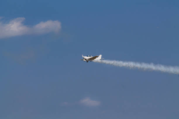 istock Duster, small old plane for agricultural spraying, flying in the sky 854495784