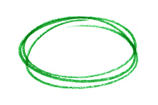 Green brush stroke circle frame isolated on white background