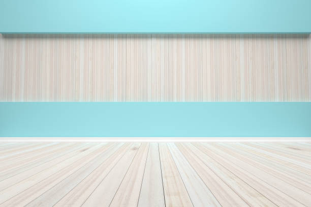 istock Empty interior pastel room with wooden floor, For present your products.  - 3D render image. 854499434