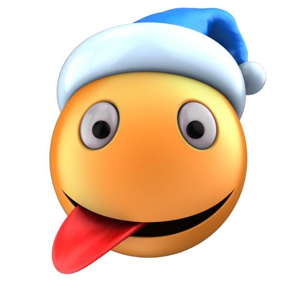 istock 3d orange emoticon smile with Christmas hat 854502750
