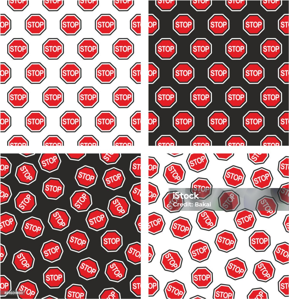 Color Match Stop Sign Stop Sign Or Traffic Sign For Stop Aligned Random Seamless Pattern Red ...