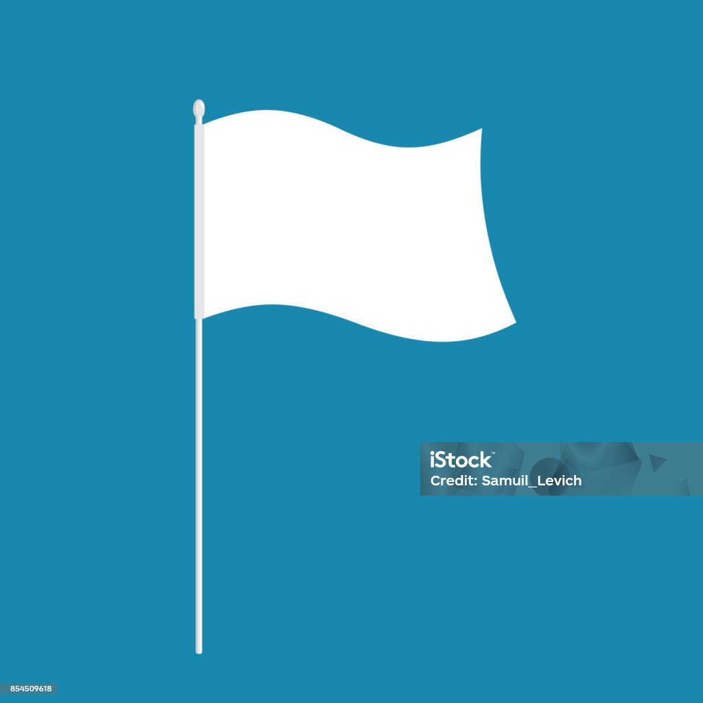 Bandera blanca aislada. símbolo de la derrota. Ilustración de vector - arte vectorial de Bandera libre de derechos