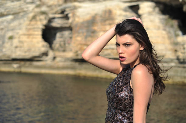 Young Brasil Women Portrait Outside on Rocks