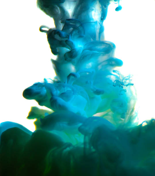 istock Acrylic colors and ink in water. Abstract frame background. Isolated on white 854509842