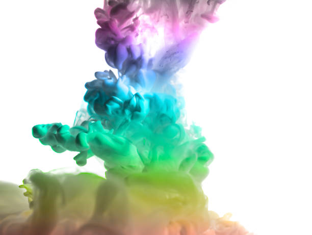 istock Acrylic colors and ink in water. Abstract frame background. Isolated on white 854510176
