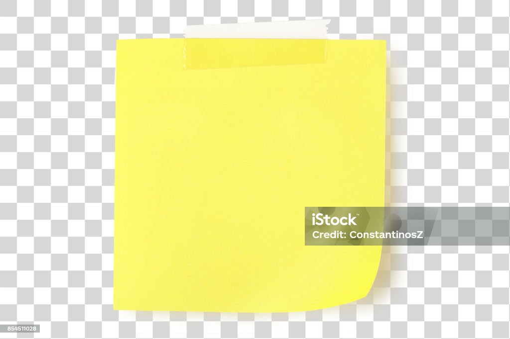 yellow note blank yellow note with adhesive tape isolated on transparent background Adhesive Note Stock Photo