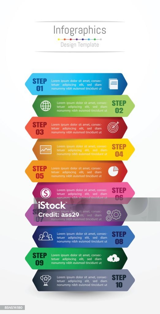 Infographic design elements for your business data with 10 options, parts, steps, timelines or processes. Vector Illustration. Infographic stock vector