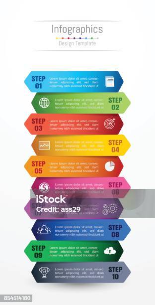 Infographic Design Elements For Your Business Data With 10 Options Parts Steps Timelines Or Processes Vector Illustration Stock Illustration - Download Image Now