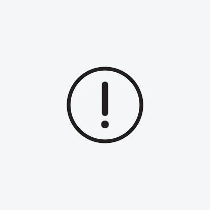 Icon graphic drawing carefully danger, Warning, exclamation mark. Black and white pictogram for web design. Vector flat illustrations