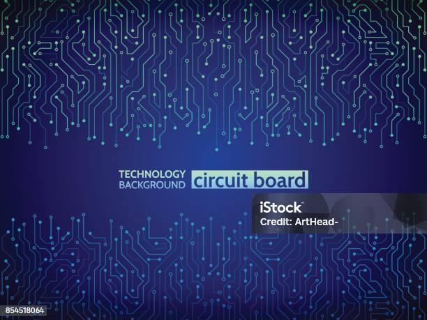 Blue Circuit Board Vector Illustration Stock Illustration - Download Image Now - Vector, Circuit Board, Technology