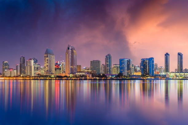 san diego california - night downtown district north america san diego california foto e immagini stock