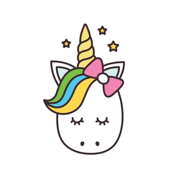 ilustraciones, imágenes clip art, dibujos animados e iconos de stock de lindo unicornio. personaje de dibujos animados de vector - unicornio cabeza
