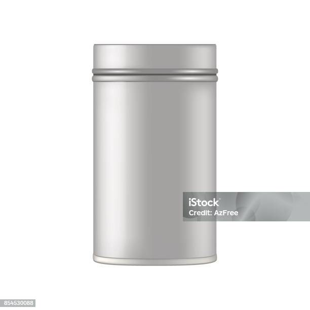 Metal Cosmetic Jar For Cream Scrub Gel Powder Vecto Mockup Stock Illustration - Download Image Now