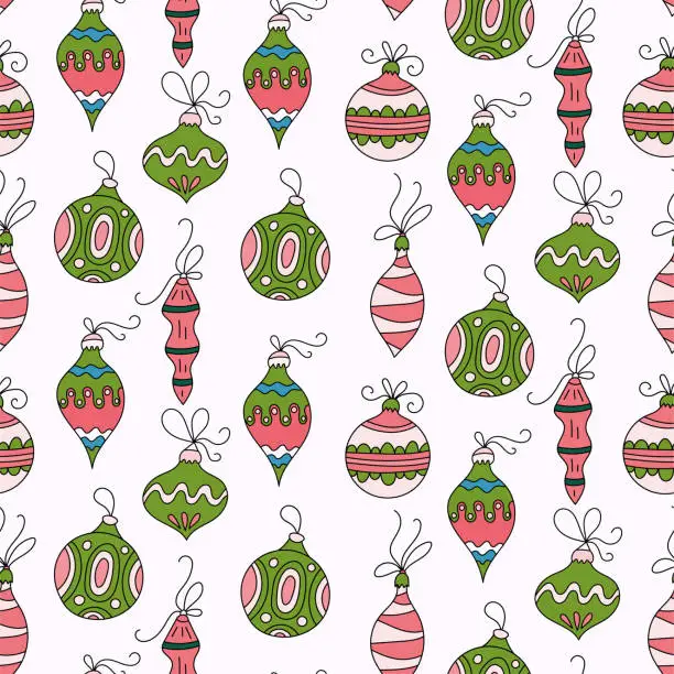 Vector illustration of Seamless vector pattern with Christmas balls.  Winter llustration for modern design