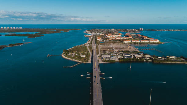 Aerial View of Bridge at Fort Pierce stock photo