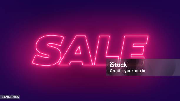 Neon Sale Glowing Text Sign Sale Banner Design 3d Render Glow Sale Illustrationsale Offer Glowing Text Design Stock Photo - Download Image Now