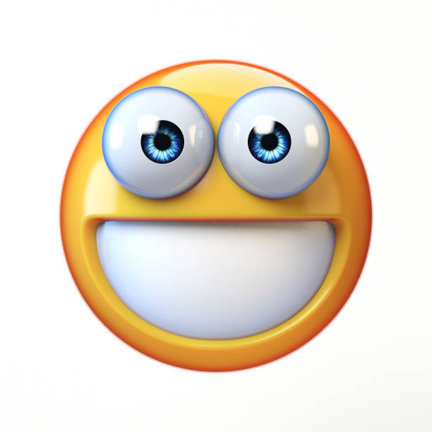 istock Smiling emoji isolated on white background, teeth emoticon 3d rendering 854560448
