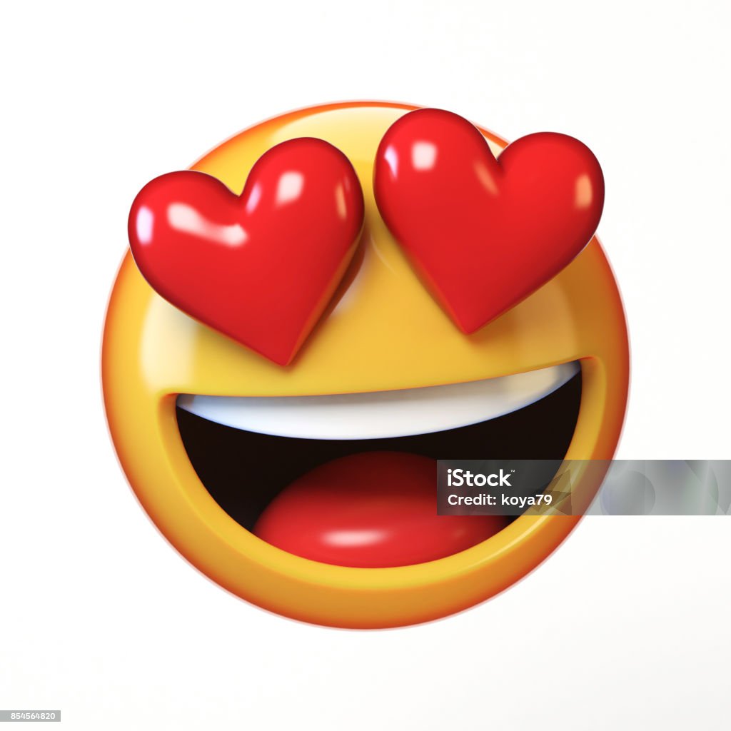 Falling In Love Emoji Isolated On White Background Heart Shaped ...