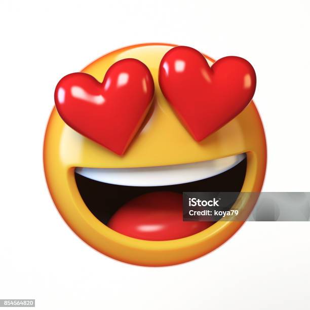 Falling In Love Emoji Isolated On White Background Heart Shaped Eyes Emoticon Tongue Stock Photo - Download Image Now