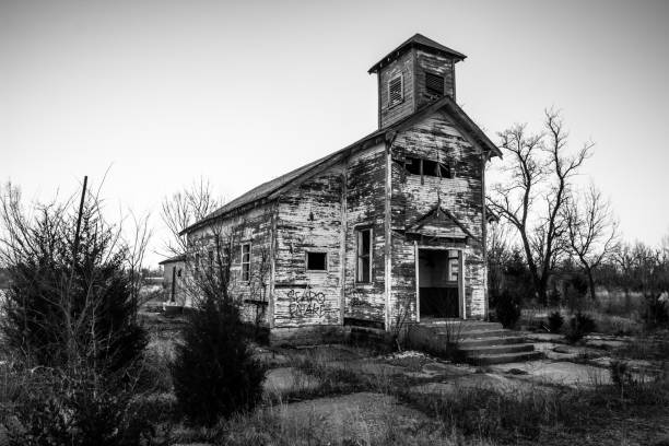 Abandoned church in the ghost town of Picher, Oklahoma - an environmental Superfund Site.