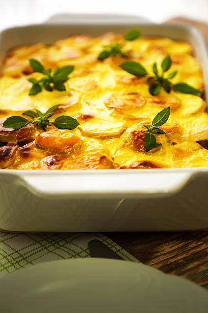 istock Freshly cooked Serbian moussaka meal in white casserole 854577930