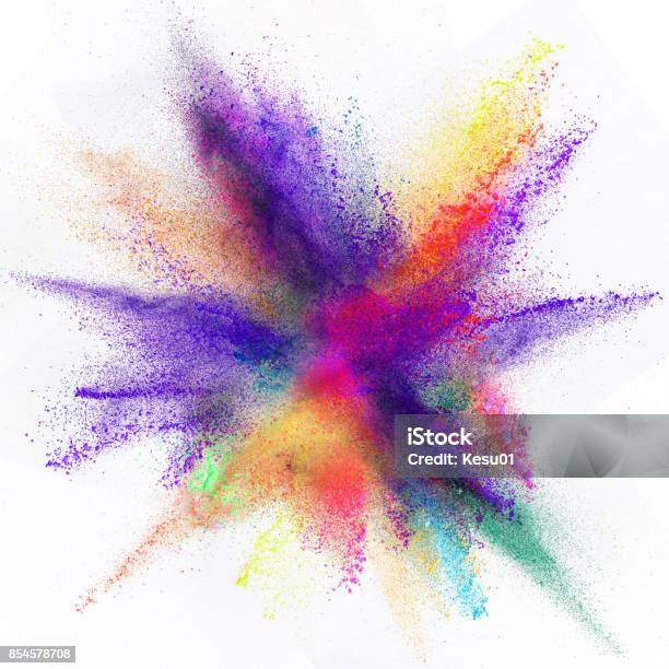 Launched Colorful Powder Stock Photo - Download Image Now - Fumes, Multi Colored, Smoke - Physical Structure