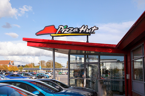 Swansea, UK: September 21, 2017: Pizza Hut is an American restaurant and franchise, known for its Italian-American cuisine menu including pizza and pasta.