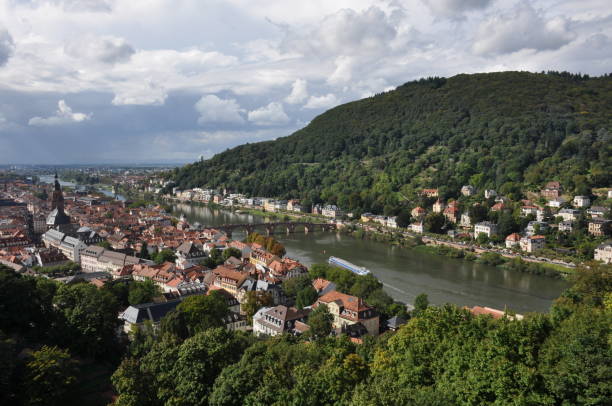 istock High Angle View of German Town with Boat on River Neckar 854582492
