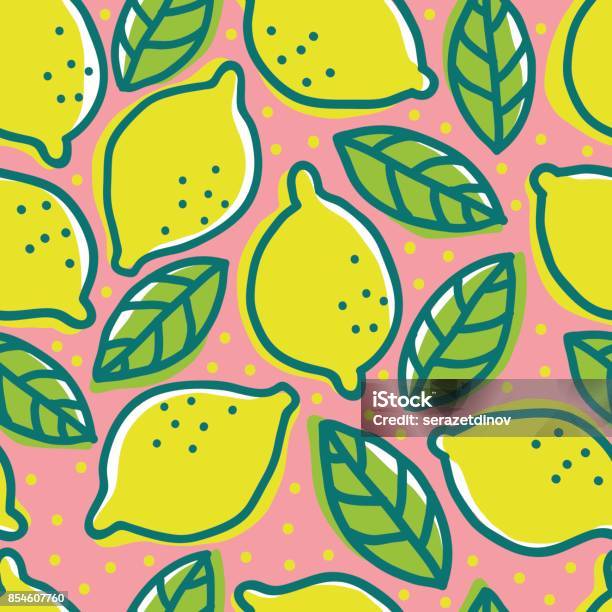 Retro Pattern With Lemons Stock Illustration - Download Image Now - Pattern, Lemon - Fruit, Fruit