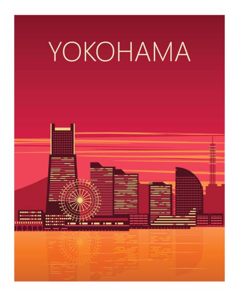 横浜市のポスター、カード、表紙のデザイン。 ベクトル テンプレート - 横浜点のイラスト素材／クリップアート素材／マンガ素材／アイコン素材