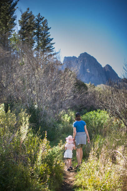 istock Mother and daughter walking in the mountain forest 854613508