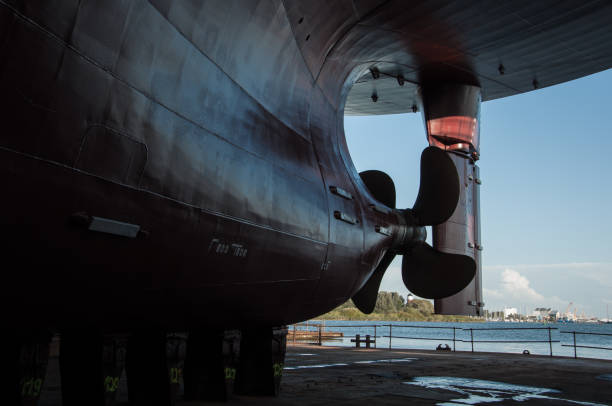 istock View of ships rudder and propeller in dry dock 854621000
