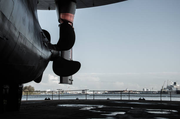 istock View of ships rudder and propeller in dry dock 854621492