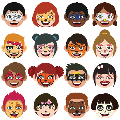 A vector illustration of Face Painted Kids
