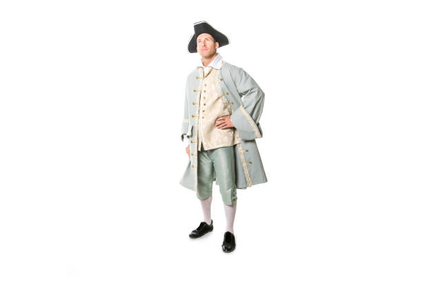 A man dressed as a courtier or prince on white background