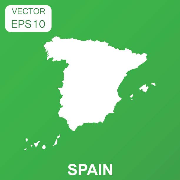 スペイン地図アイコン。ビジネス コンセプト スペイン ピクトグラム。緑の背景のベクトル図です。 - 7954点のイラスト素材／クリップアート素材／マンガ素材／アイコン素材