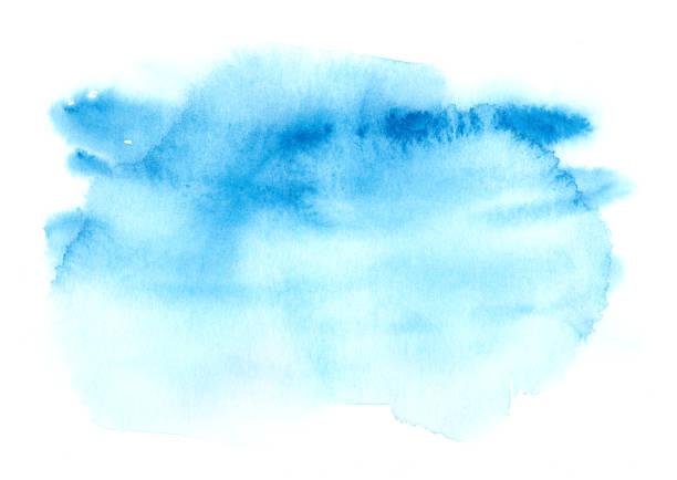 istock Blue watercolor splash stain isolated on white 854634698