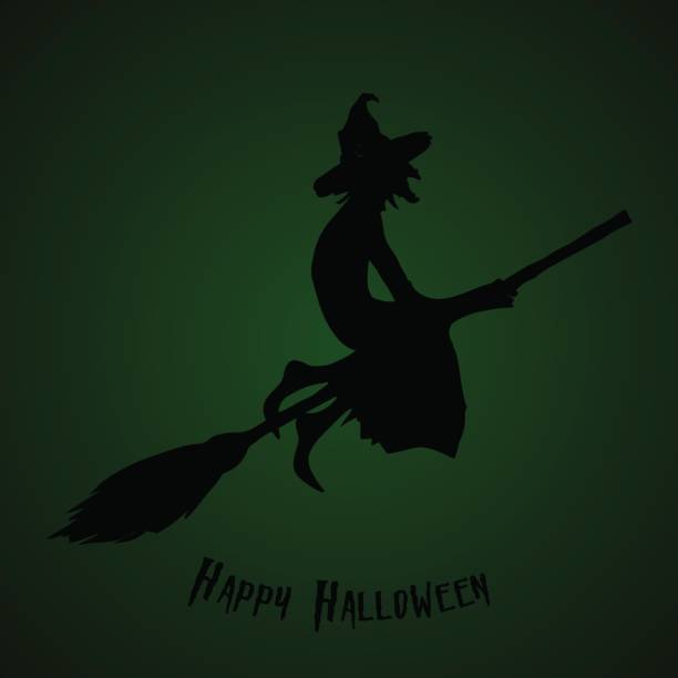 istock Halloween party.  A witch on a broomstick. Halloween poster. Vector illustration. 854641584