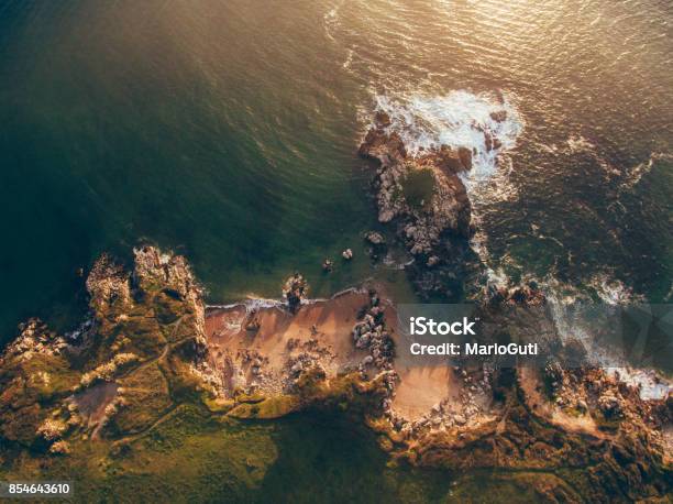 Aerial View Of Small Rocky Beach Stock Photo - Download Image Now - Sea, Aerial View, Small