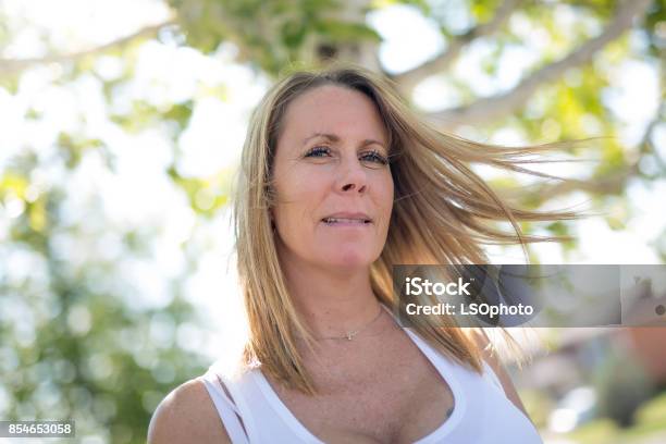 Portrait Of Woman Outdoors Stock Photo - Download Image Now - 30-34 Years, 35-39 Years, Adult