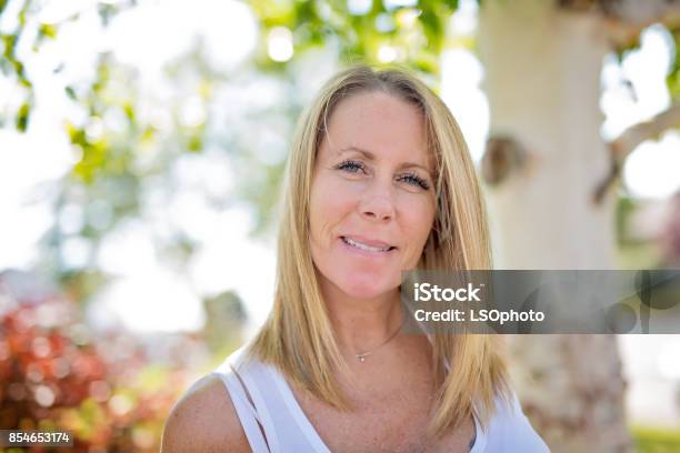 Portrait Of Woman Outdoors Stock Photo - Download Image Now - 30-34 Years, 35-39 Years, Adult