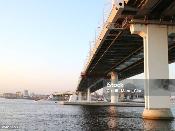 Cablestayed Bridge Over The River Stock Photo - Download Image Now - Horizontal, No People, Photography